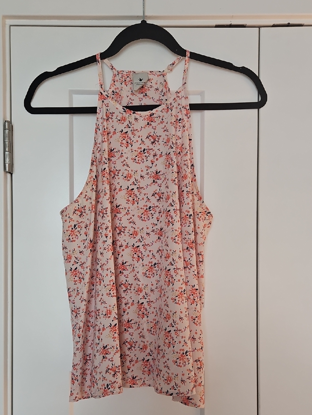 Light Pink Floral High-Neck Tank Top